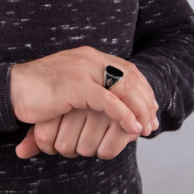 Melik: Seal Of The Sultan Black Onyx Silver Ring - 5