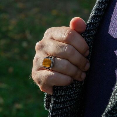 Melik: Silver Ring With Tiger's Eye Sultan's Seal - 4