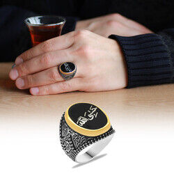 Men's 925 Sterling Silver Ring With Black Enamel 