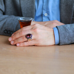 Men's 925 Sterling Silver Ring With Faceted Zultanite Stone And Micro Stone Edged On The Sides - 2