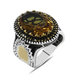 Men's 925 Sterling Silver Ring With Faceted Zultanite Stone And Micro Stone Edged On The Sides - 3