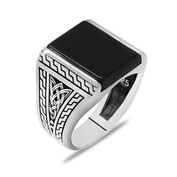 Mens Onyx Stone 925 Sterling Silver Ring With Minimal Design - 3