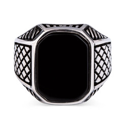 Men's Sterling Silver Ring Of Hexagonal - 2