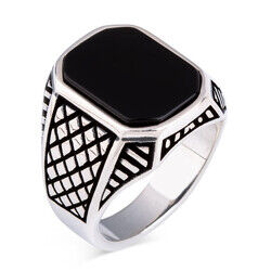 Men's Sterling Silver Ring Of Hexagonal - 5
