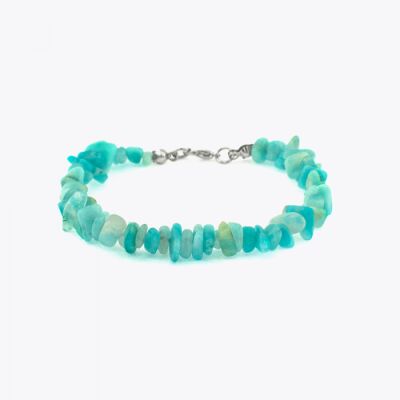 Metal Zincirli Natural Kesim Aquamarin Doğaltaş Kadın Bileklik - 1