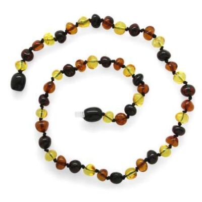 Multicolor Özel Seri Naturel Damla Kehribar Taşlı Bebek Diş Kolyesi - 1