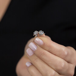 Multicolor Zirkon Taşlı Yonca Yaprağı Tasarım 925 Ayar Gümüş Kadın Küpe - 2