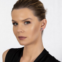 Multicolor Zirkon Taşlı Yonca Yaprağı Tasarım 925 Ayar Gümüş Kadın Küpe - 3