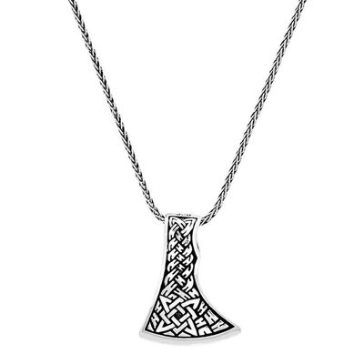 Native American Ax Design Thick Chain 925 Sterling Silver Men Necklace - 3