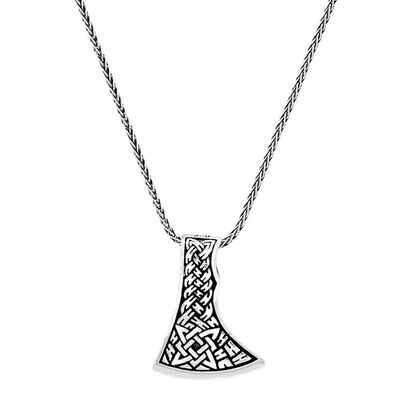 Native American Ax Design Thick Chain 925 Sterling Silver Men Necklace