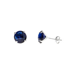 Night Blue Zirkon Taşlı 925 Ayar Gümüş Kadın Küpe - 5