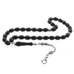 Oltu Russian Rosary İn 925 Sterling Silver With Barley Tassel