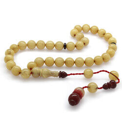 Orb Of Systematic Cut Elegant İmitation Of Red Amber Accessory Yellow Stick Tightened Amber Tasbih