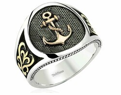 Ottoman Tugra Signet 925 Sterling Silver Mens Ring - Thumbnail