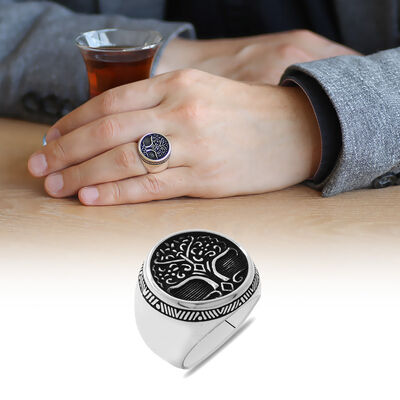 Oval Design 925 Sterling Silver Mens Ring - 1