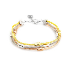 Oval Three Colors 925 Sterling Silver Dorica Women's Bracelet - 5