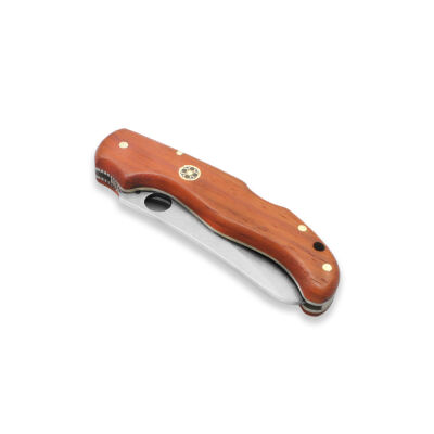Padok Ağacı Kabzalı Delikli Hayta Model Sırttan Kilit Mekanizmalı Kişiye Özel İsim Yazılı 4116 Karartılmış Çelik Avcı/Kamp Bıçağı - 5