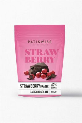 Patiswiss Red Colored Dark Chocolate Coated Strawberry Dragee80g - 1