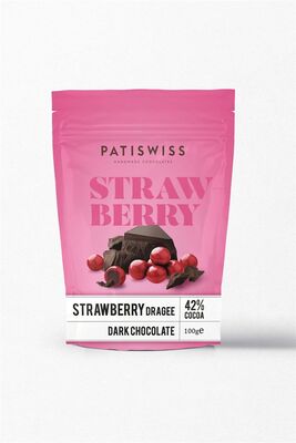 Patiswiss Red Colored Dark Chocolate Coated Strawberry Dragee 100 g - 1