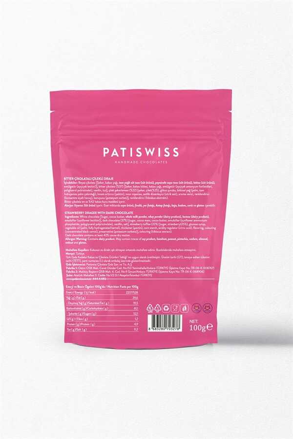Patiswiss Red Colored Dark Chocolate Coated Strawberry Dragee 100 g