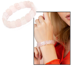 Pembe Kuvars Doğaltaş Rolex Kadın Bileklik - 1