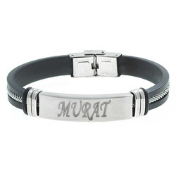 Personalized Bracelet Made Of Steel And Leather (Model-3) - 3