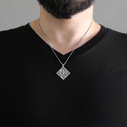 Personalized Datamatrix Design 925 Sterling Silver Men's Choker - 2