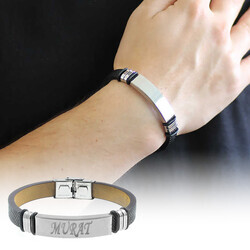 Personalized Steel-Leather Bracelet (Model-1) - Thumbnail