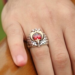 Red Claw - Special Design Moon Star 925 Sterling Silver Ring - Thumbnail