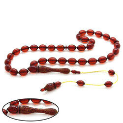 Red Fire Amber Tasbih For The Collection With Systematized Calipers Quality Of Workmanship Barley Imprint With The Word 