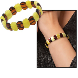 Red-Yellow Maxi Size Natural Drop Amber Women's Bracelet - Thumbnail