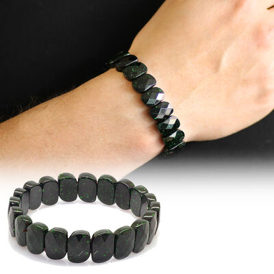 Rolex Men's Bracelet With Green Star Stone And Natural Stone - 1