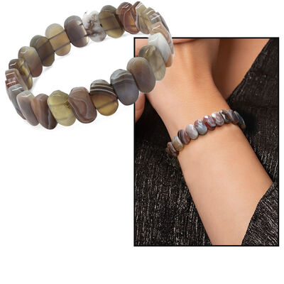 Rolex Women's Multicolor Agate Bracelet From Botswana With Natural Stone