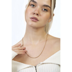 Rose Renk İnce Model Çelik Kadın Burma Zincir - 2