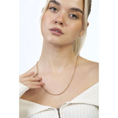 Rose Renk İnce Model Çelik Kadın Burma Zincir - 2