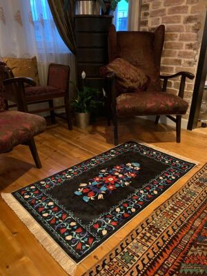 Rug prayer Handmade velvet black 60*115 - 2