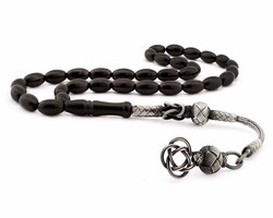 Russian Rosary Oltu Made Of Barley With A Silver Tassel 1000 Ct (M-1) - Thumbnail