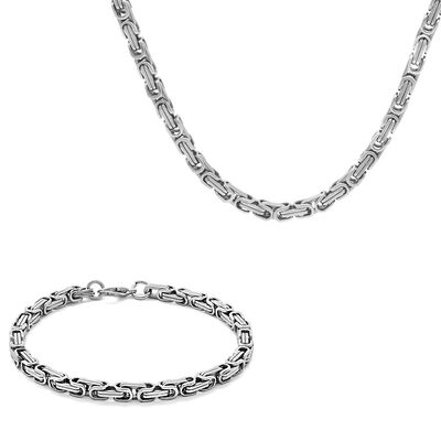 Silver, 5Mm Thick, 317L, King Steel, Chain And Bracelet Combination