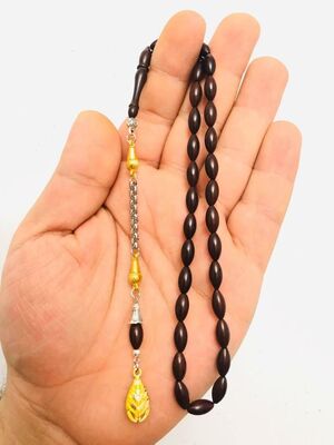 Silver-Gold Stained Metal Tsilad Barley Chopped Coca Prayer Beads