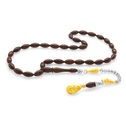 Silver-Gold Stained Metal Tsilad Barley Chopped Coca Prayer Beads