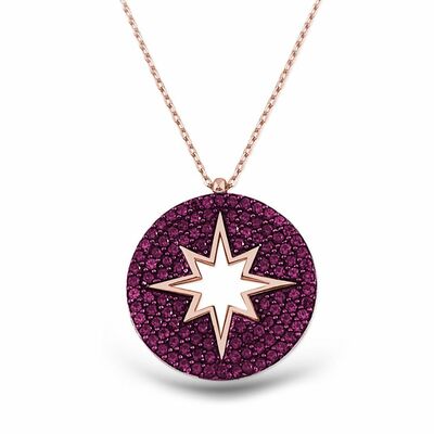 Silver Necklace With Pink Star