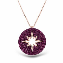 Silver Necklace With Pink Star - Thumbnail