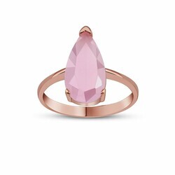 Silver Ring With A Pink Drop-Shaped Stone - Thumbnail