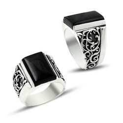 Silver Ring With Black Handmade Stone Erzurum - 1