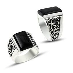 Silver Ring With Black Handmade Stone Erzurum - 3