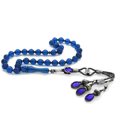 Silver Rosary With Tassel 1000 Ct With Tassels, Dark Blue, Amber, Blue - 1