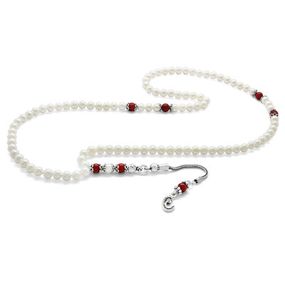 Silver Vav Tasseled 99-Piece Tasbih Pearls - 1