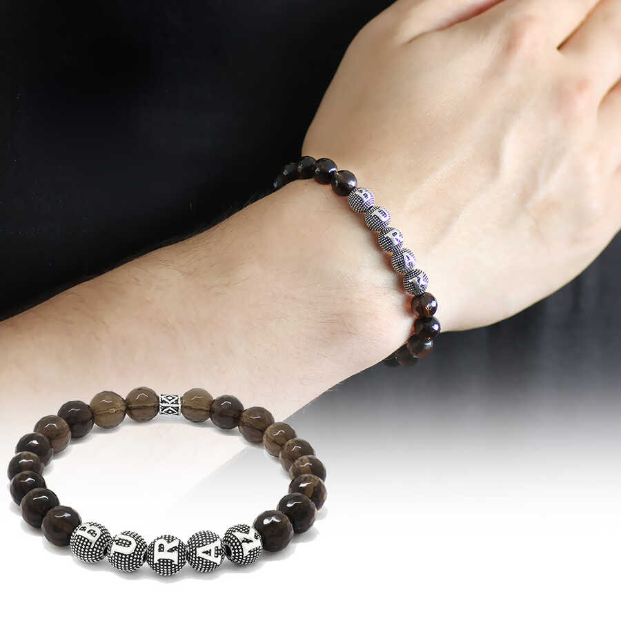 92.5 sterling silver bracelet gift for her. smoky quartz stone red onyx and