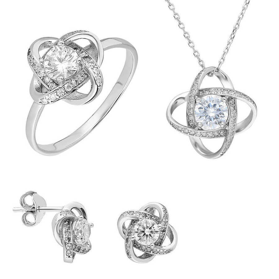 Solitaire Zircon Milky Way 925 Sterling Silver 3 Pcs Accessory Set