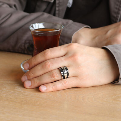 مصمم خاص خاتم من الزركون الأسود المطرز من الجزع الأسود ، خاتم رجالي من الفضة الإسترليني عيار 925 - 3